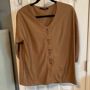 Onque Casuals Tan Blouse with Ring Details Size XL